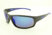 Sportbril met zwart-bluiwe montuur en blauwe spiegelglas . PZ-S 9329 - GEPOLARISEERD.