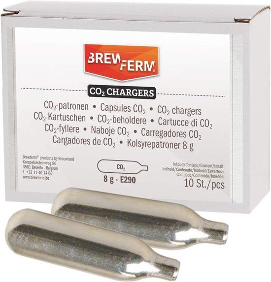 Brewferm® CO2 patronen - 8 g - voordeelverpakking - 10 stuks - luchtpatroon