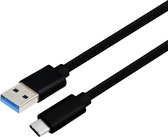 NÖRDIC USBC-N1037 USB-C naar USB-A kabel - USB3.2 Gen1 - 5Gbps - PD 60W - 3 m - Zwart