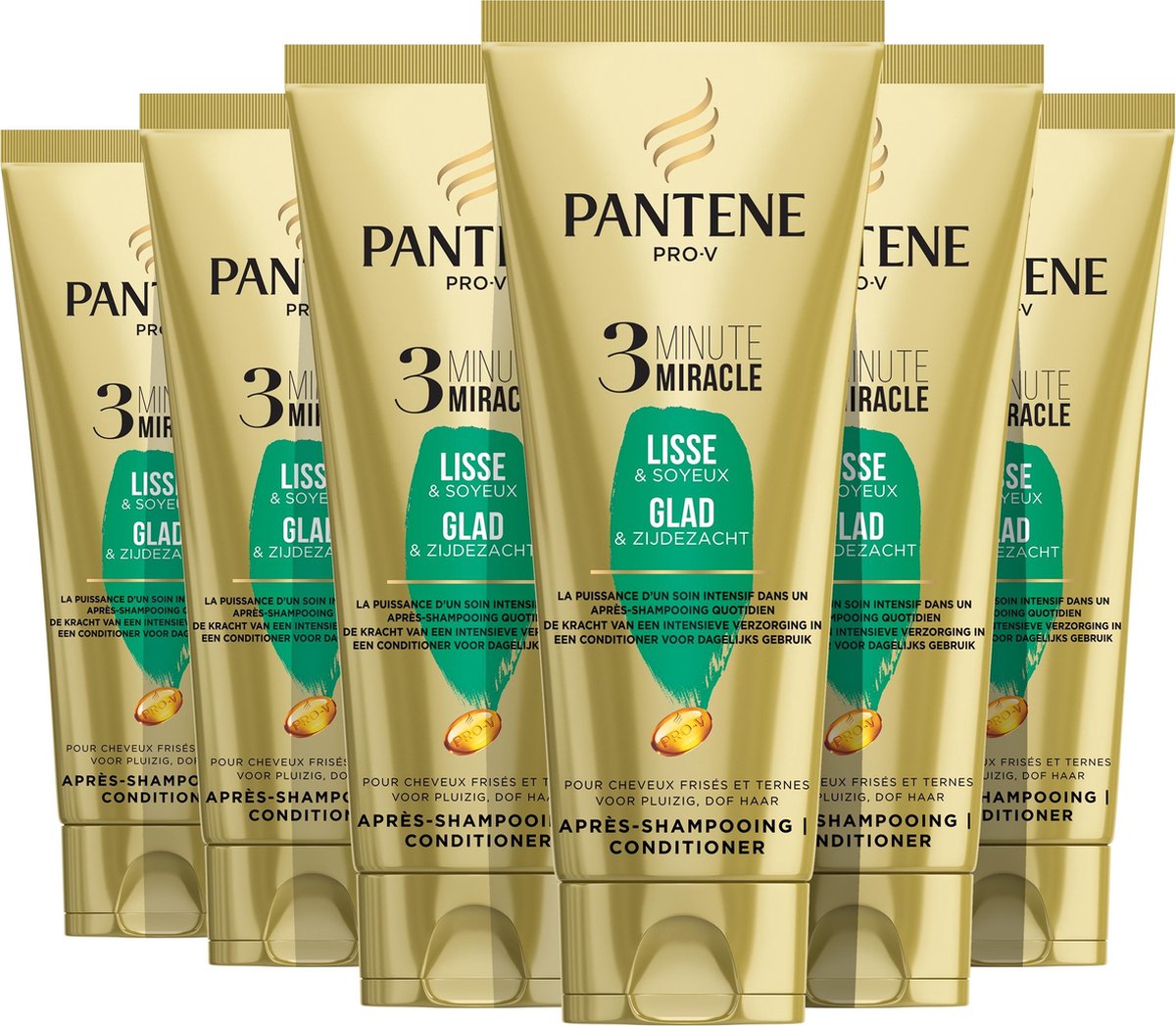 Pantene 3 Minute Miracle Conditioner Glad & Zijdezacht - Voordeelverpakking - 6x200 ml