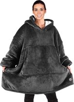 Fleece deken met mouwen - fleece plaid - sweater - super zacht - 280 gsm - Zwart-trui