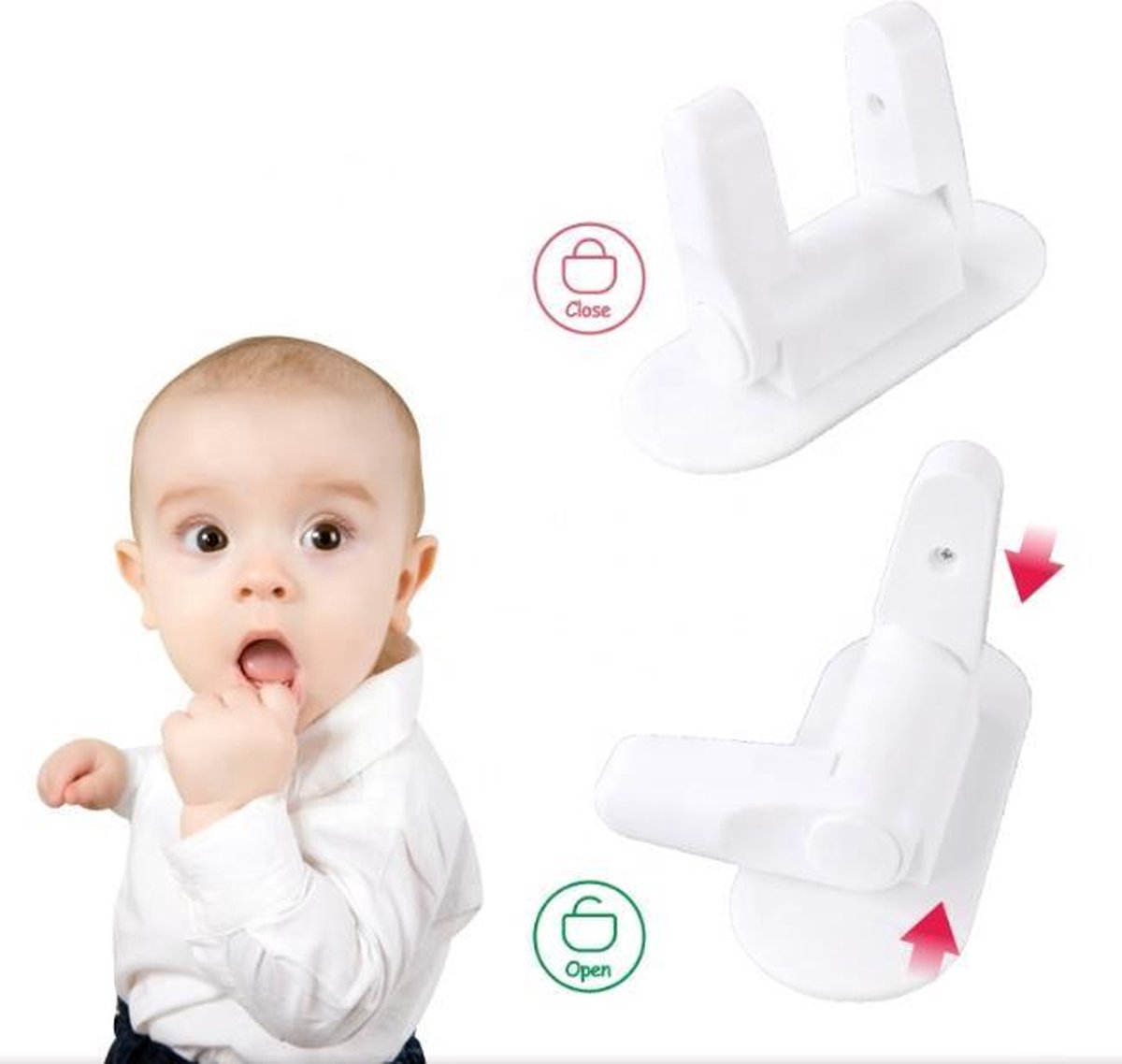 Deurklink Vergrendeling - 2 stuks - Wit - Baby en Kind Veiligheid - Kinderslot Deur - Deurbeveiliging - Deurbescherming - Ook voor huisdieren - Hond en Kat Veiligheid - Deurklink Vergrendelaar - Deuren - Kasten - Lades - Ramen – foto 5