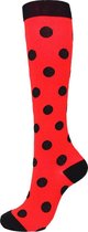 Compressiekousen dagelijks gebruik - Compressie sokken dames - Rood met stippen - Maat 41-43 L/XL