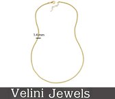 Velini jewels-ROLOG-1.4MM-45 -925 Zilver 14 karat Ketting- 45 cm + 5 cm verlengstuk