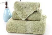 Le Cava Luxe Handdoek Set van 4 - Lichtgroen - 140x70 cm en 34x72 cm - Badhanddoek Groot en Klein - 100% katoen