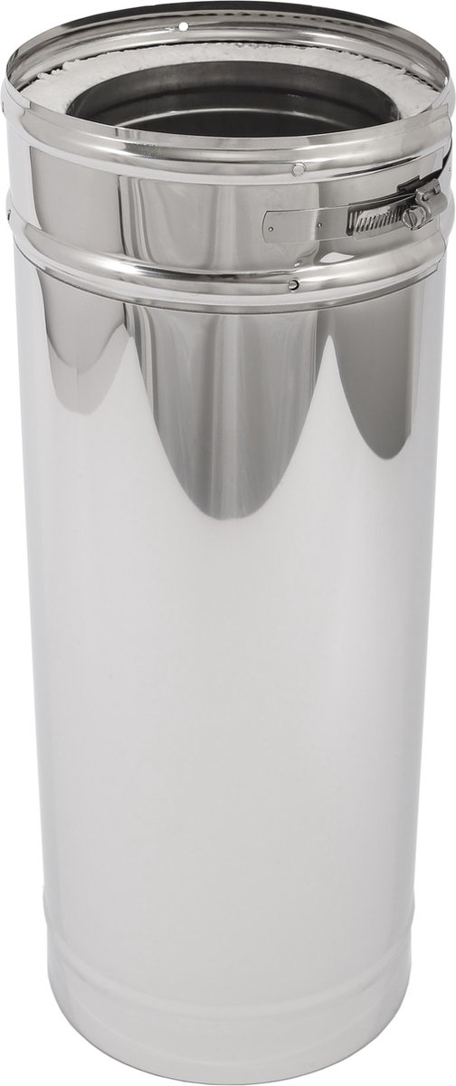 Kachelpijp 500mm dubbelwandig Ø200/Ø150mm 0,5mm RVS.