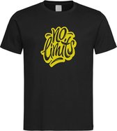 Zwart T-shirt met  " No Limits " print Geel size S