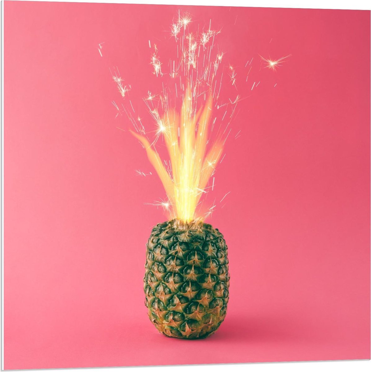 Forex - Vuurwerk in Ananas - 80x80cm Foto op Forex