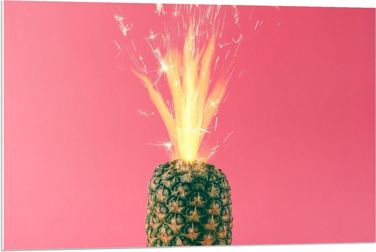 Forex - Vuurwerk in Ananas - 90x60cm Foto op Forex