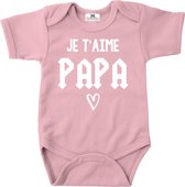 Romper voor de liefste papa-vaderdag-ik hou van jou papa-roze-wit-Maat 62