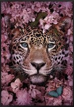 Schilderen Op Nummer Volwassenen - 3D Jachtluipaard in jasmijnbloesem - Met Frame - 30x40 cm