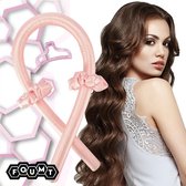 Foumt - Heatless curls - Haar kruller - Satijnen haarkruller - Met gratis scrunchies & haarclip - Roze