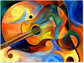 Graphic Message - Peinture sur toile - Guitare colorée - Guitariste - Musicien - Musique