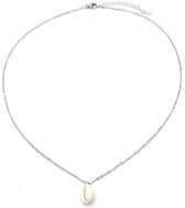 Dielay - Ketting met Schelpje - RVS - Lengte Verstelbaar 46-51 cm - Zilverkleurig