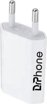 DrPhone 5W Gecertificeerde USB Thuislader - Stekker - Geschikt Voor iOS /Android Smartphones - Reislader - Universeel 5V 1A - Wit