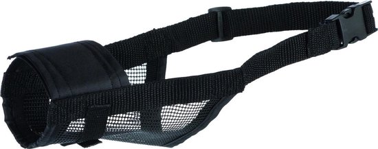 Trixie muilkorf polyester met gaas inzet zwart (L 26-42 CM)