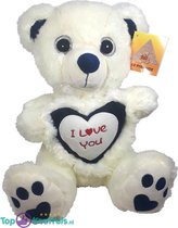 Witte Teddybeer Brutus met Hart ''I Love You'' 30 cm | Cadeau - Ik hou van jou / I Love you Knuffelbeer |Valentijnsdag cadeau Rozenbeer | Love Teddy Rozen Beer | Jongens meisjes liefdesbeer