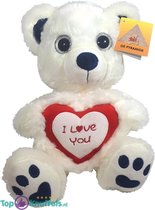 Witte Teddybeer Berry met Rood Hart ''I Love You'' 30 cm | Cadeau - Ik hou van jou / I Love you Knuffelbeer |Valentijnsdag cadeau Rozenbeer | Love Teddy Rozen Beer