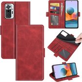 Xiaomi Redmi Note 10 Pro hoesje - MobyDefend Luxe Wallet Book Case (Sluiting Zijkant) - Rood - GSM Hoesje - Telefoonhoesje Geschikt Voor: Xiaomi Redmi Note 10 Pro