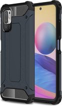 Xiaomi Redmi Note 10 5G hoesje - MobyDefend Dubbelgelaagde Shockproof Pantsercase - Navy blauw - GSM Hoesje - Telefoonhoesje Geschikt Voor: Xiaomi Redmi Note 10 5G