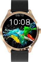 Belesy® Q9 2022 - Smartwatch Dames – Smartwatch Heren - Horloge - 1.28 inch - Kleurenscherm - Stappenteller - Bloeddruk - Hartslag - 75+ Wijzerplaten – Sporten – Staal – Goud - Zwa