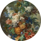 Stilleven met bloemen, Jan van Huijsum - Foto op Behangcirkel - ⌀ 80 cm