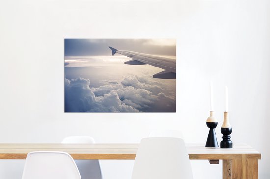 Le ciel bleu d'un avion Aluminium 90x60 cm - Tirage photo sur aluminium (décoration murale en métal)