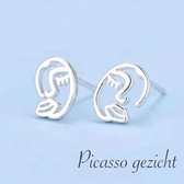 Gading® Oorknopjes zilver - meisje dames Oorknoppen - Picasso gezicht - 7mm 11mm - zilver 925