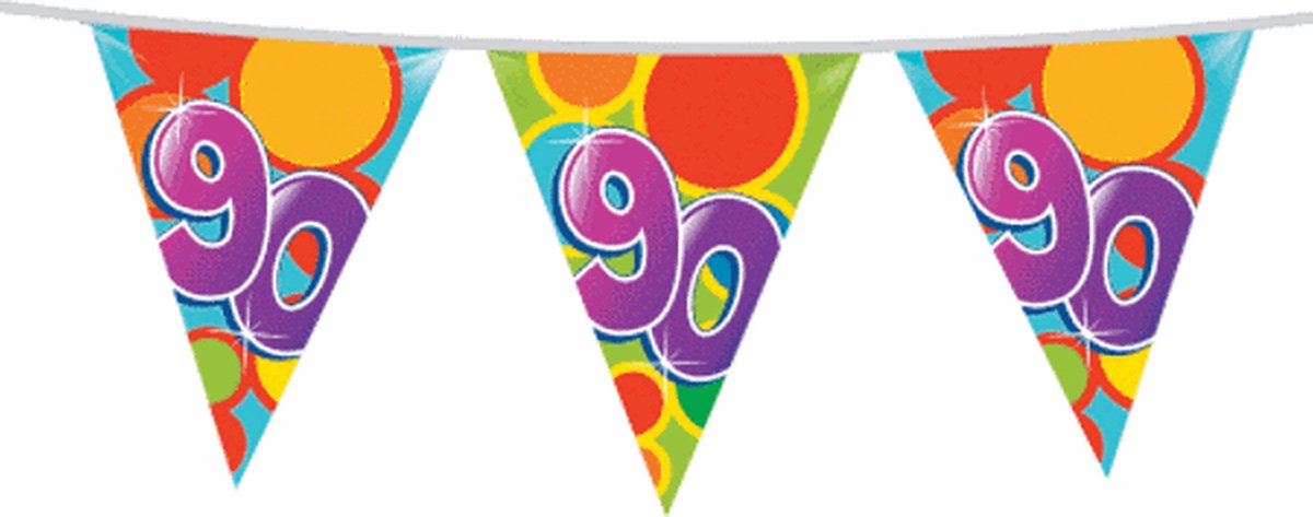 Haza Leeftijd verjaardag thema vlaggenlijn - 90 jaar - plastic - 10 meter - feest vlaggetjes — afbeelding 6