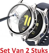 Full Cover Tempered Glass Screen Protector Cover Case Bumper Hoesje Geschikt Voor Samsung Galaxy Watch Active2 44mm - Beschermkap Beschermhoes Screenprotector - 360 Graden Display