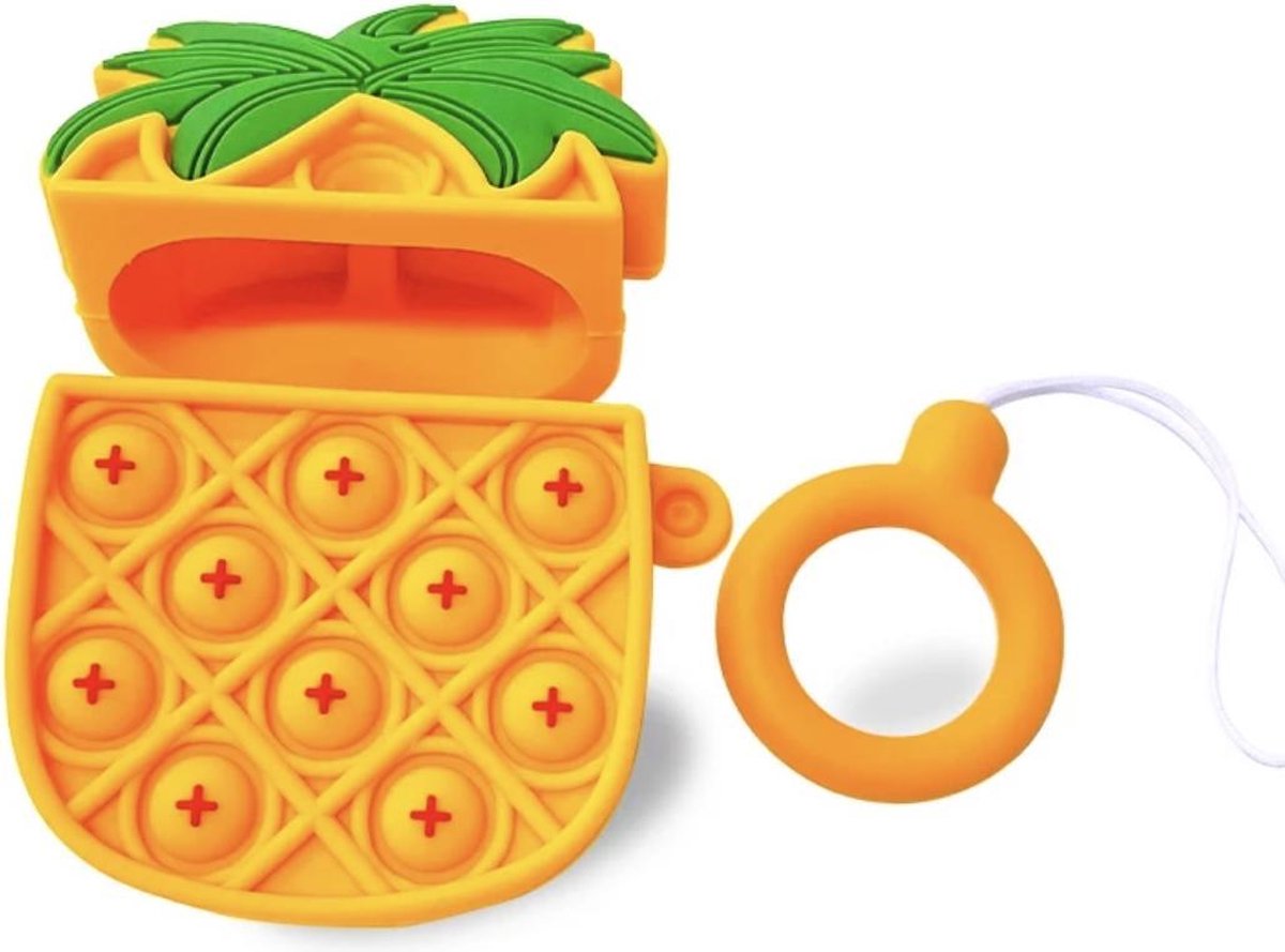 Casies Apple AirPods 1 & 2 Pop It Fidget Toy Pineapple hoesje - Ananas - Gezien op TikTok - Soft case hoesje - Fidget Toys