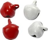 Belletjes, d: 8 mm, rood/wit, 50stuks