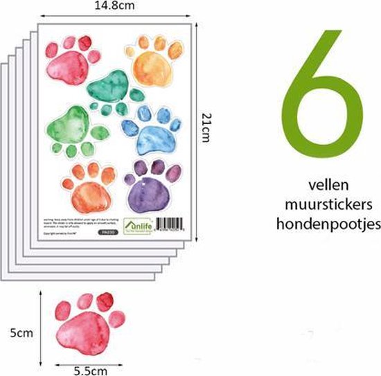 Moodadventures | Décoration Chambre d'enfant | Set de 42 Stickers muraux Pattes de Chien en PVC