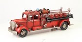 Model Klassieke brandweerwagen - Tinnen beeldje - handbeschilderd - 18,2 cm hoog