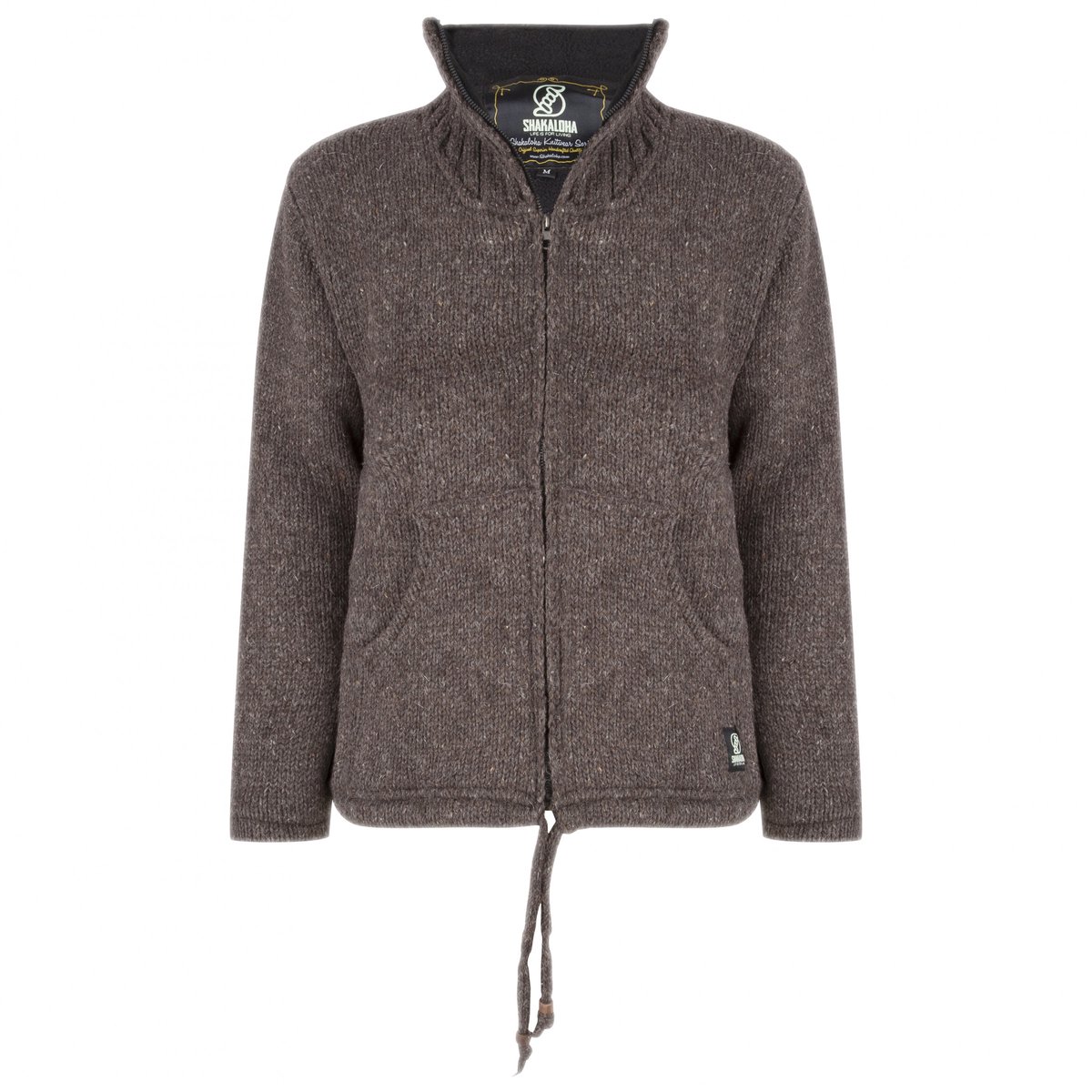 Gebreid Wollen Heren/Uni Vest van Schapenwol met Polyester Fleece voering en hoge kraag SHAKALOHA M Flash Collar 3XL Choco