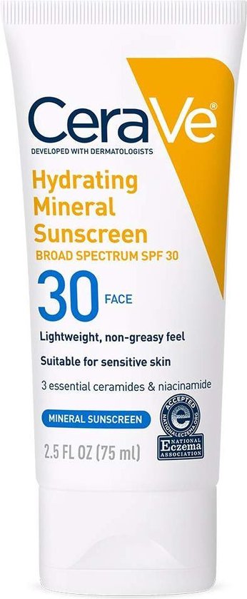 CeraVe hydraterende minerale zonnebrandcrème SPF 30 gezichtslotion - 75 ml