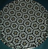 ronde diepe dienblad/ decoratieve bord met motief/ 32x32x3.2 cm/ zink