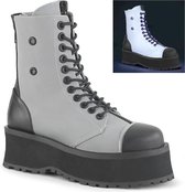 Demonia Enkellaars -38 Shoes- GRAVEDIGGER-10 US 8 Grijs/Zwart