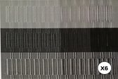 Ikado  Set van 6 stuks placemat, dessin in grijze en zwarte tinten  30 x 45 cm