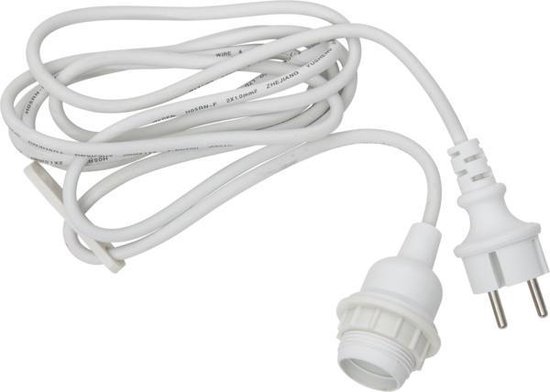 OP=OP Hanglamp Outdoor wit IP44 E27 met 2.5M kabel en Stekker