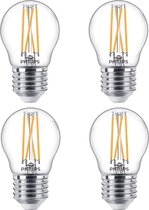 4 stuks Philips LED filament kogellamp E27 3.2W WarmGlow Cri90