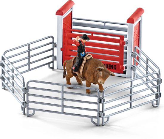 Foto: Schleich farm world bull riding met cowboy speelfigurenset kinderspeelgoed voor jongens en meisjes 3 tot 8 jaar 10 onderdelen