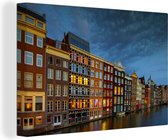 Canvas Schilderij Amsterdam - Nederland - Water - 60x40 cm - Wanddecoratie