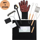 DecoRD - BBQ Accessoire set - Kunststof/RVS/Rubber  - Set van 9 stuks