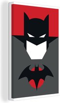 Canvas Schilderij Batman illustratie met een rode achtergrond - 120x180 cm - Wanddecoratie XXL