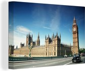 Canvas Schilderij De Big Ben op een heldere dag in Engeland - 90x60 cm - Wanddecoratie