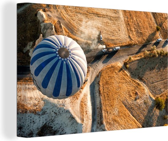 Canvas schilderij 140x90 cm - Wanddecoratie Luchtballon - Cappadocië - Turkije - Muurdecoratie woonkamer - Slaapkamer decoratie - Kamer accessoires - Schilderijen