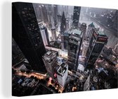 Canvas schilderij 140x90 cm - Wanddecoratie Luchtfoto van Chongqing in de avond in China - Muurdecoratie woonkamer - Slaapkamer decoratie - Kamer accessoires - Schilderijen