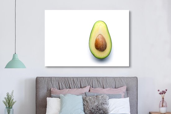 Canvas schilderij 150x100 cm - Wanddecoratie Gesneden avocado met pit - Muurdecoratie woonkamer - Slaapkamer decoratie - Kamer accessoires - Schilderijen op canvas