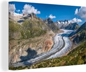 Canvas Schilderij De Aletschgletsjer bij de Zwitserse Alpen - 60x40 cm - Wanddecoratie